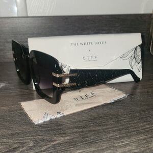 Diff Eyewear Black Sunglasses with Gold Accents
